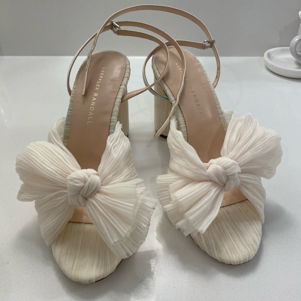 Loeffler Randall Camellia Pleated Bow Heel with Ankle Strap Size 6.5